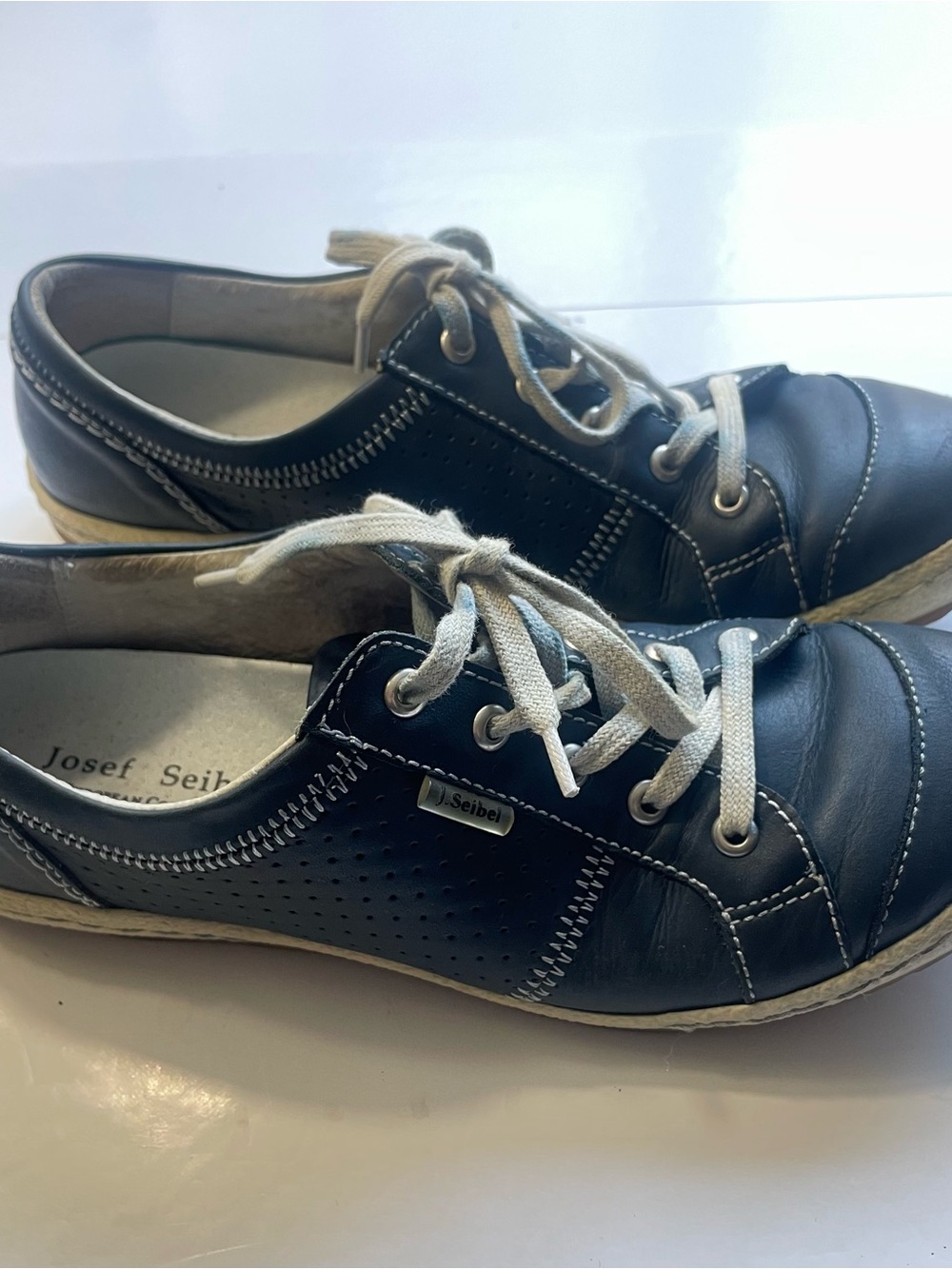 Josef Seibel Navy Blue Leather Comfort Sneakers - EU 38 / US 7-7.5